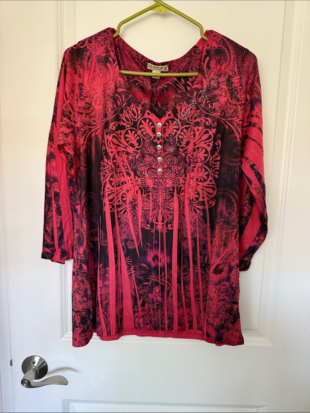 Energie Pink and Black Printed Long-Sleeve Tunic